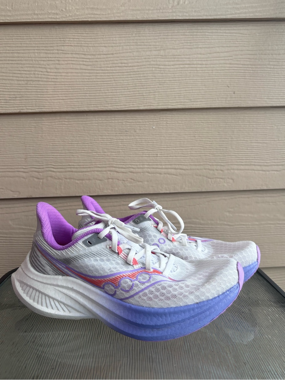 Saucony Women’s Endorphin Speed 5 White & Purple Mesh Running Sneakers